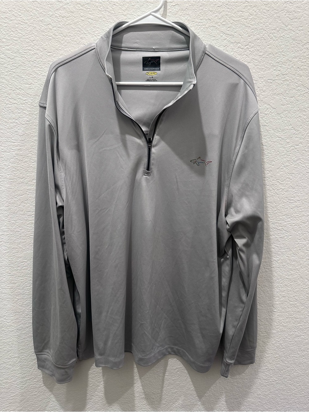 Greg Norman Light Gray Zip-Front Performance Pullover